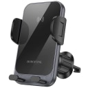 Автодержатель в дефлектор зажимной с беспроводной зарядкой - Borofone BH220 Leader (black)  — фото 1