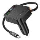 Адаптер автомобильный - Hoco NZ18 Guardian 65W PD+QC3.0 (USB/Type-C/Type-C cable) (black)  — фото 1