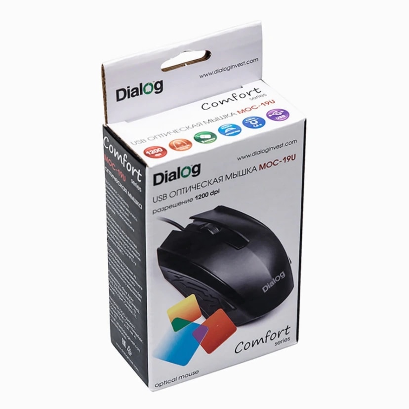 Мышь оптическая USB - Dialog Comfort MOC-19U (black) 