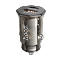 Адаптер автомобильный - Hoco DZ16 30W PD+QC3.0 (Type-C/USB) (transparent/carbon)  — фото 1