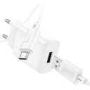 Адаптер сетевой - Hoco C134A 2.4A (USB) + кабель USB - Micro-USB (white)  — фото 1
