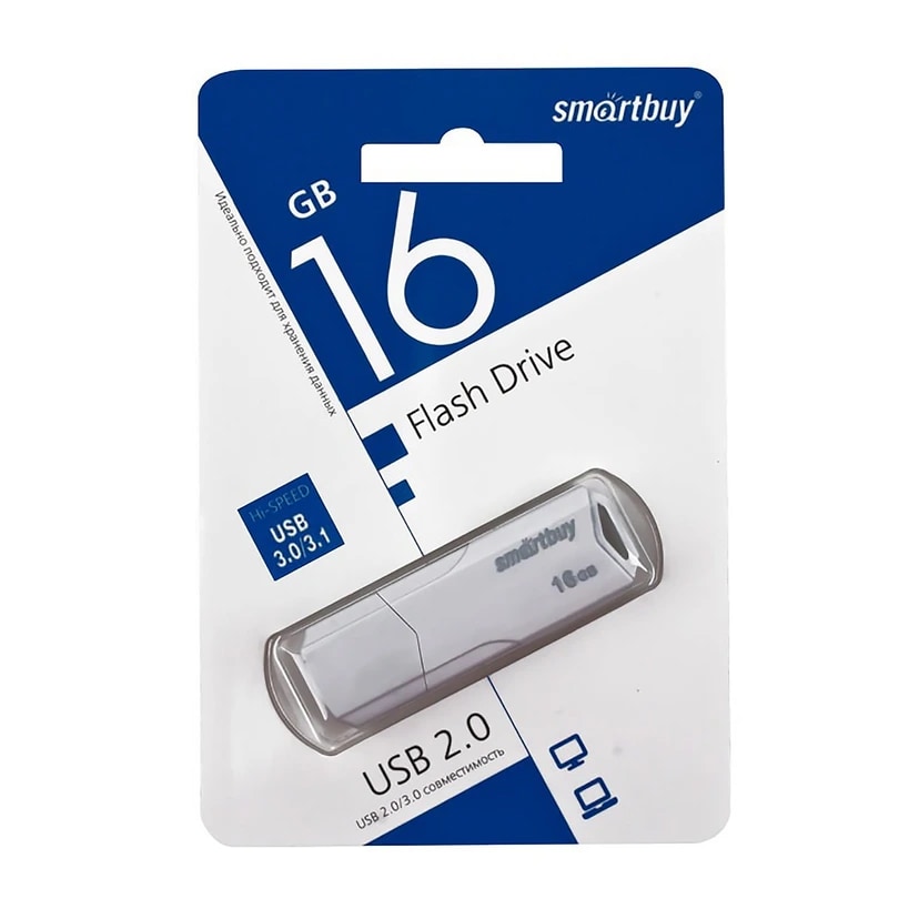 Флэш-накопитель USB 16Gb - Smartbuy Clue (white) 