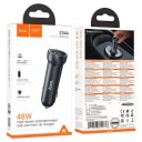 Адаптер автомобильный - Hoco Z54A Prosperous 48W PD+QC3.0 (Type-C/USB) (metal grey)  — фото 1