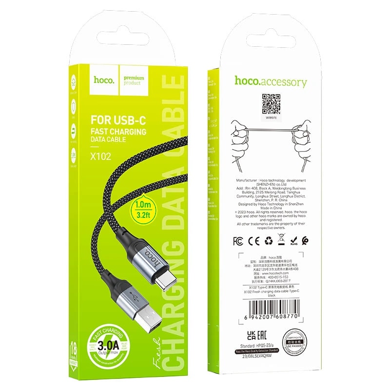 Кабель USB - Type-C - Hoco X102 (100 см) (black) 