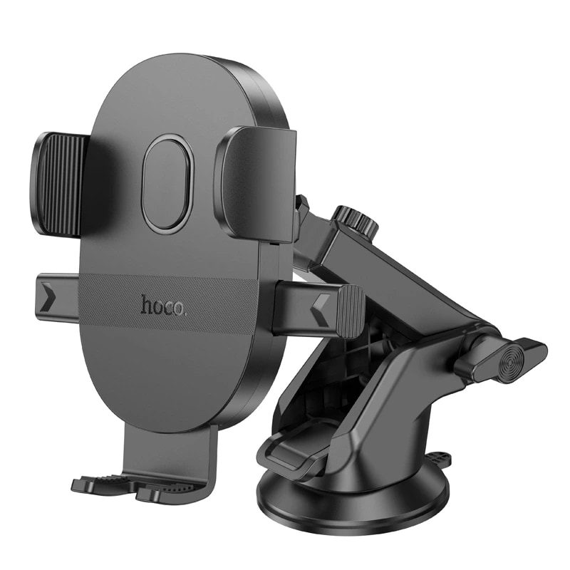 Автодержатель на клейкой присоске зажимной - Hoco H19 Mighty (black) 