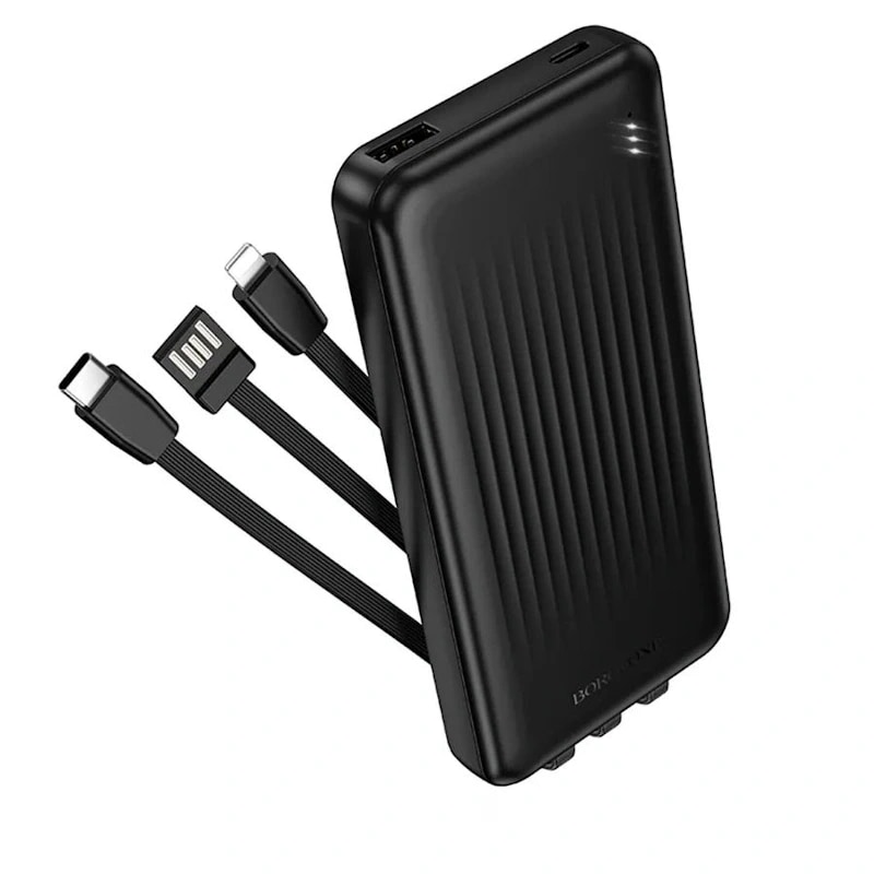 Внешний аккумулятор 10000mAh - Borofone BJ79 2.0A (Type-C/USB/Cables) (black) 