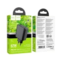 Адаптер сетевой - Hoco CS27A Supply 67W PD+QC3.0 (3xType-C/USB) (black)  — фото 1