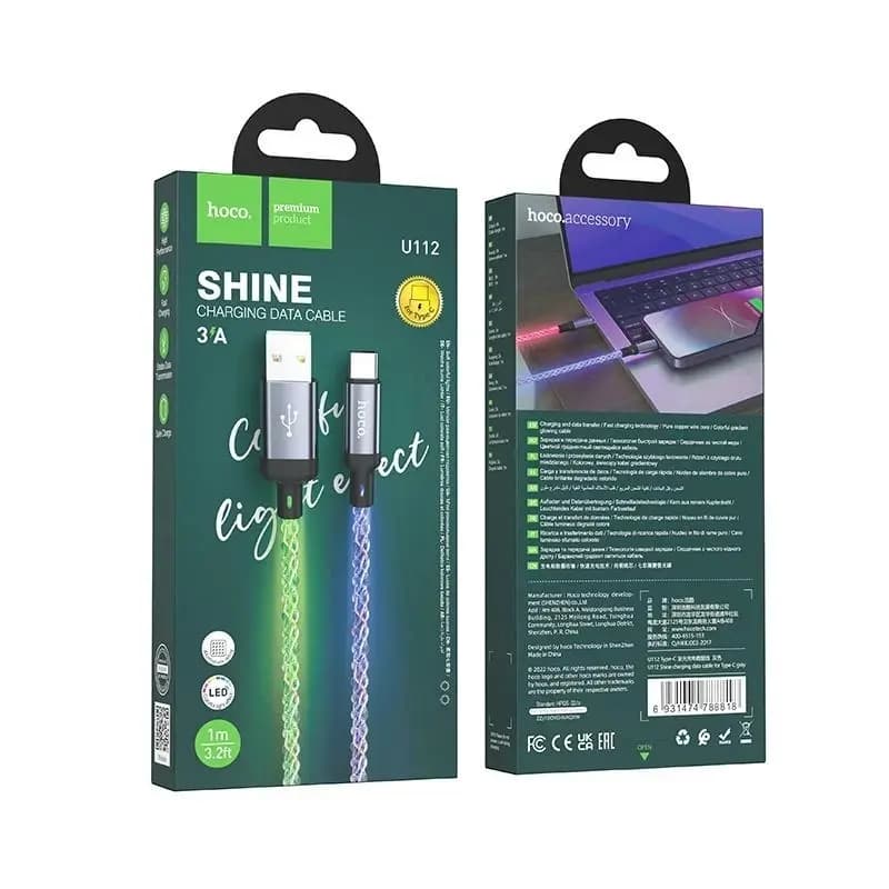 Кабель USB - Type-C - Hoco U112 Shine (100 см) (gray)