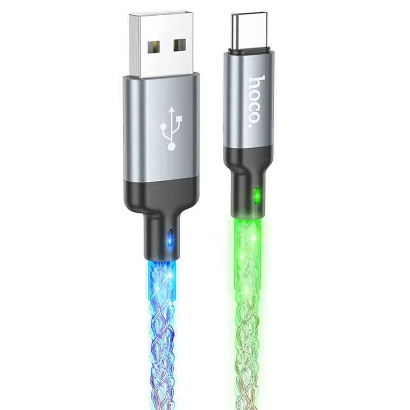 Кабель USB - Type-C - Hoco U112 Shine (100 см) (gray) — фото 2