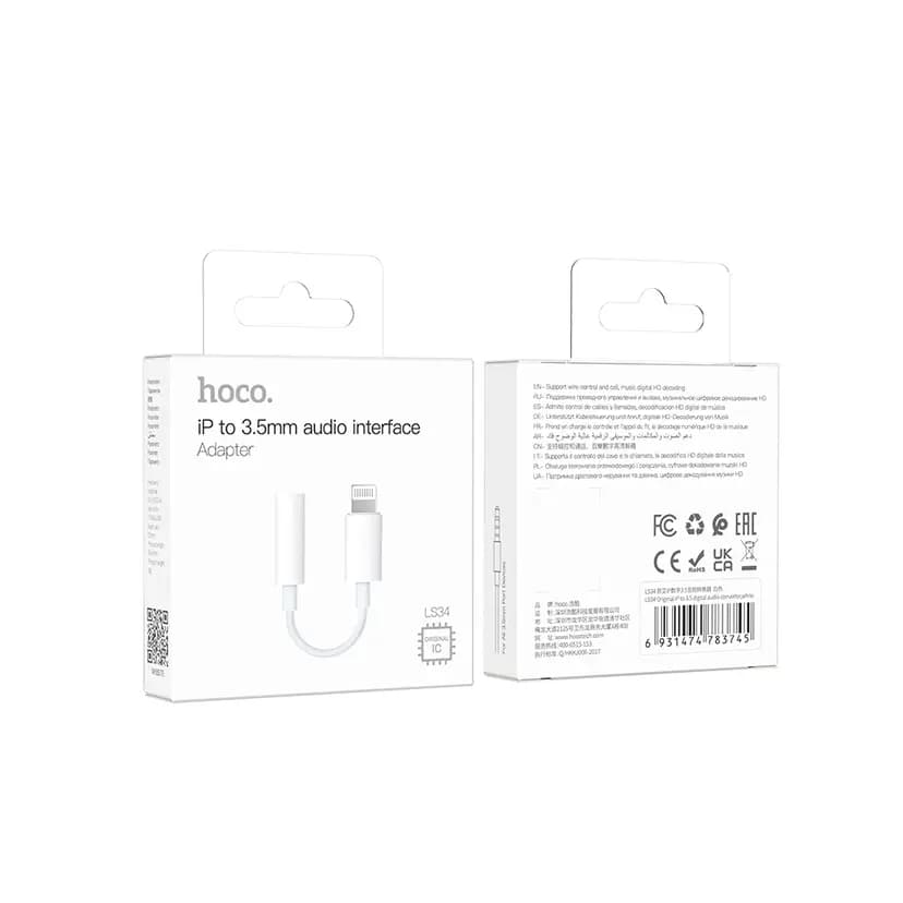 Адаптер Apple lightning - 3.5 jack - Hoco LS34 Digital Audio Converter (11 см) (white)