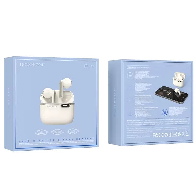 Наушники беспроводные TWS - Borofone BW12 (white)