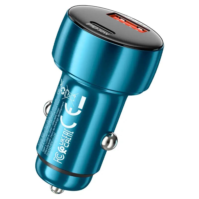 Адаптер автомобильный - Hoco Z50 Leader 48W PD+QC3.0 (Type-C/USB) (sapphire blue) — фото 2