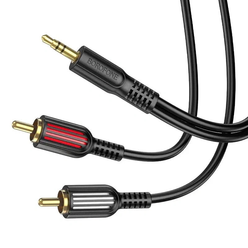 Кабель 3.5 jack - 2xRCA (папа-папа) - Borofone BL11 (150 см) (black)