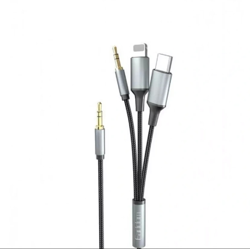 Кабель Apple lightning/Type-C/3.5 jack - 3.5 jack - Earldom ET-AUX72 (120 см) (black)