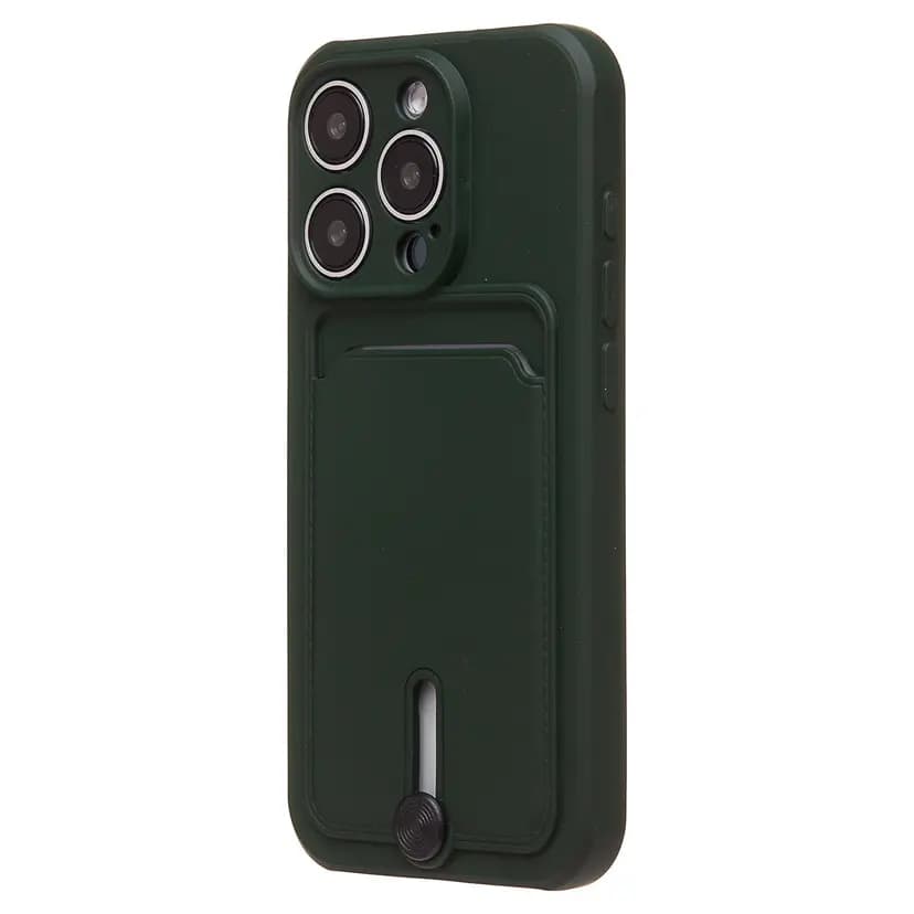 Чехол-накладка с картхолдером - SC304 для Apple iPhone 15 Pro (dark green)