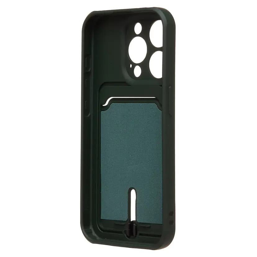 Чехол-накладка с картхолдером - SC304 для Apple iPhone 15 Pro (dark green) — фото 2