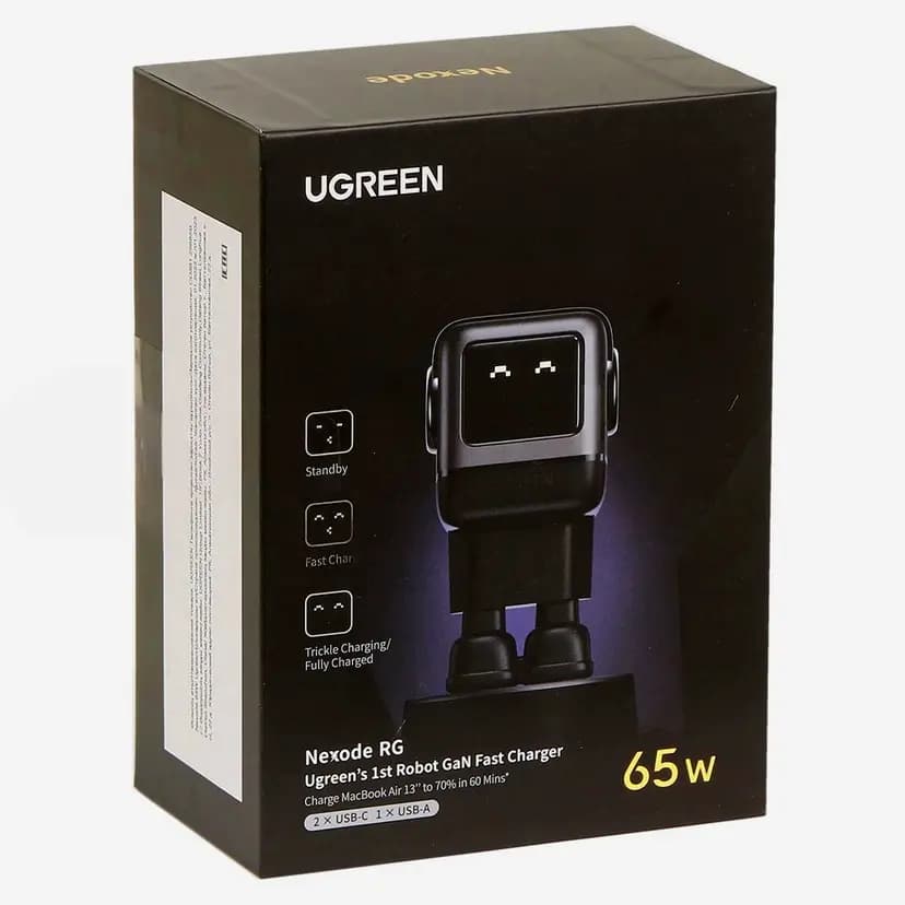 Адаптер сетевой - Ugreen Nexode Robot CD361 65W (2xType-C/USB) (black)