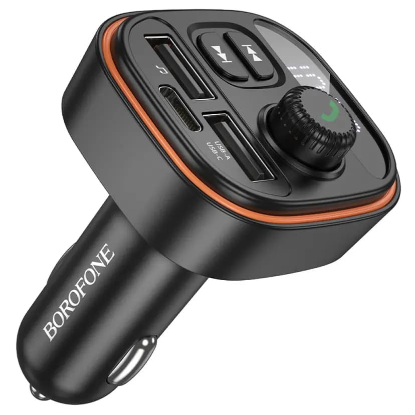 FM-модулятор - Borofone BC59 Heroic 3A (Type-C/2xUSB) (black) — фото 2
