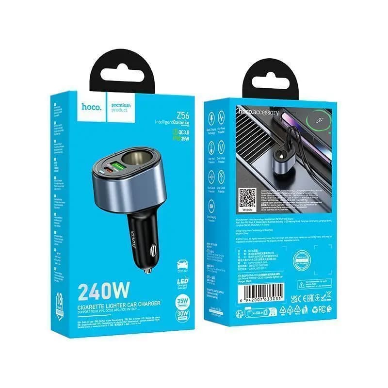 Адаптер автомобильный - Hoco Z56 Friend 35W PD+QC3.0 (Type-C/USB/Auto) (black)