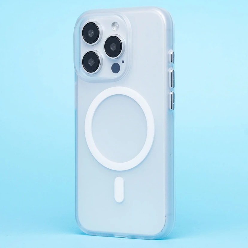 Чехол-накладка - SM038 SafeMag для Apple iPhone 15 Pro (white/matte transparent)