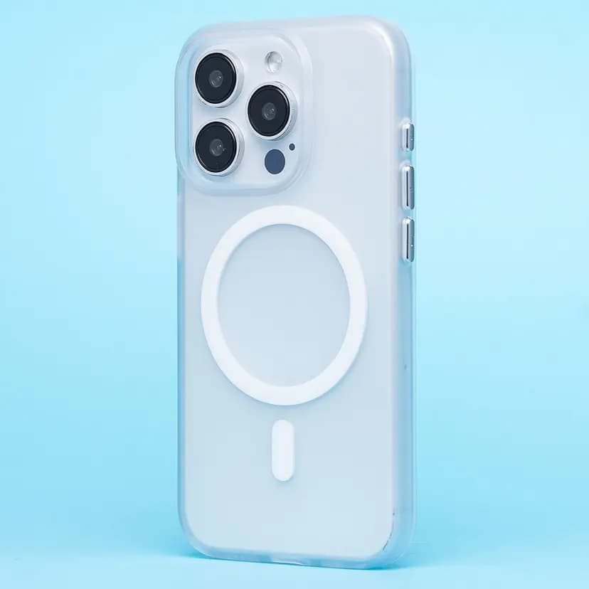 Чехол-накладка - SM038 SafeMag для Apple iPhone 15 Pro (white/matte transparent)