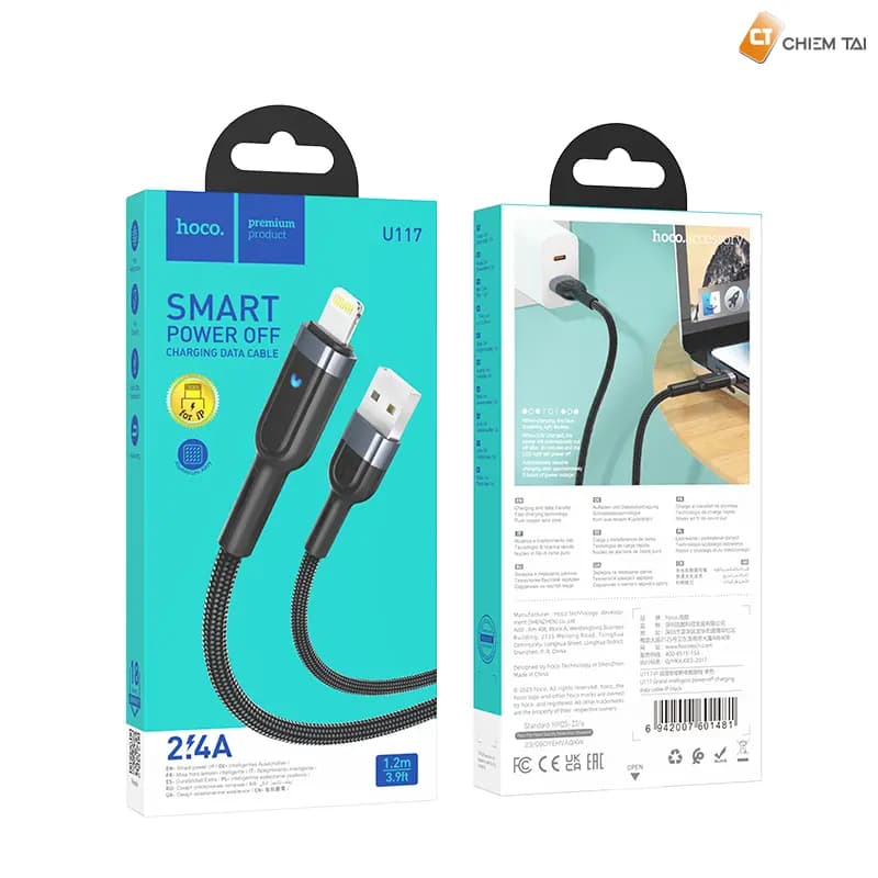 Кабель USB - Apple lightning - Hoco U117 Grand (120 см) (black)