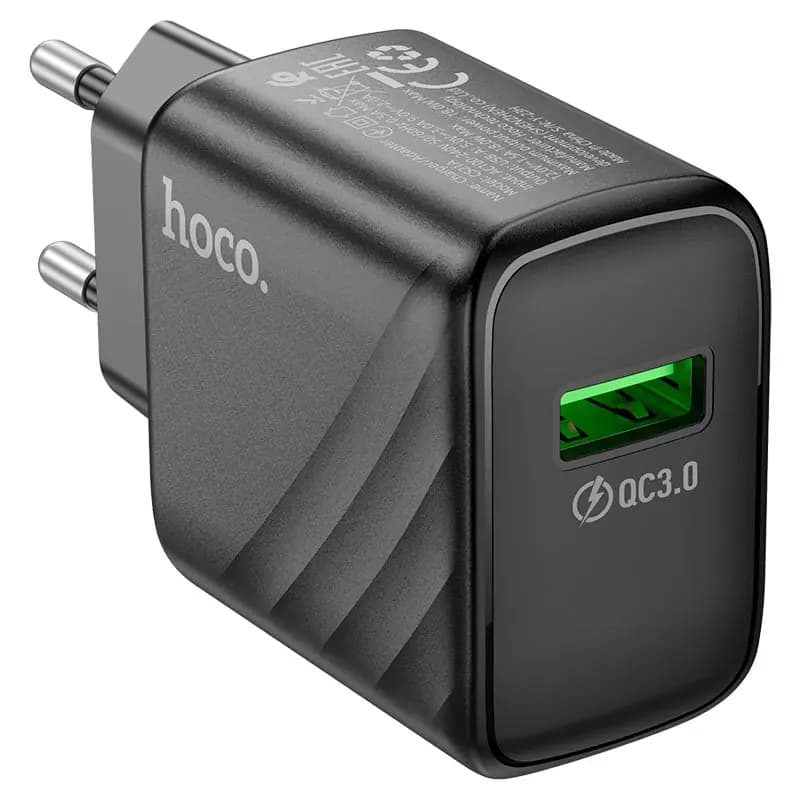 Адаптер сетевой - Hoco CS21A Rich 18W QC3.0 (USB) (black) — фото 2