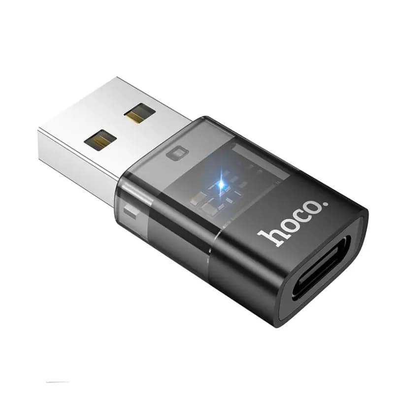 Адаптер USB - Type-C - Hoco UA36C (transparent black) — фото 2