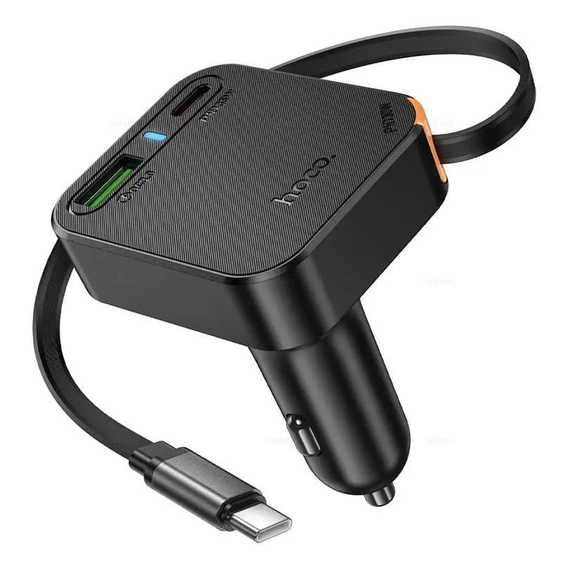 Адаптер автомобильный - Hoco NZ18 Guardian 65W PD+QC3.0 (USB/Type-C/Type-C cable) (black) — фото 2