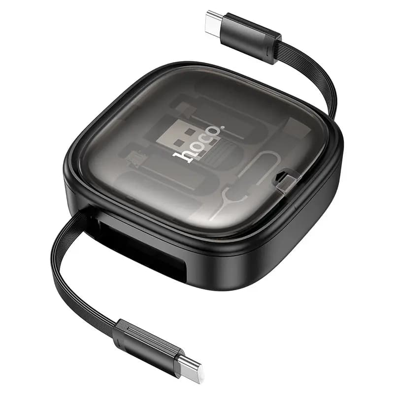 Кабель Type-C - Multi connector - Hoco U140 Retractable (100 см) (black) — фото 2