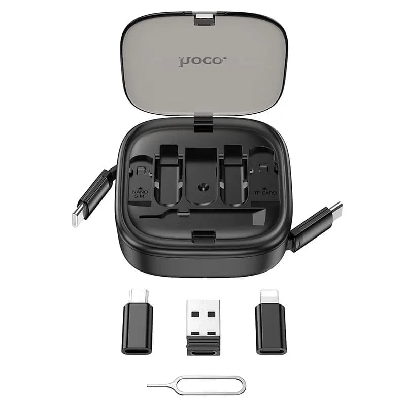 Кабель Type-C - Multi connector - Hoco U140 Retractable (100 см) (black) — фото 3