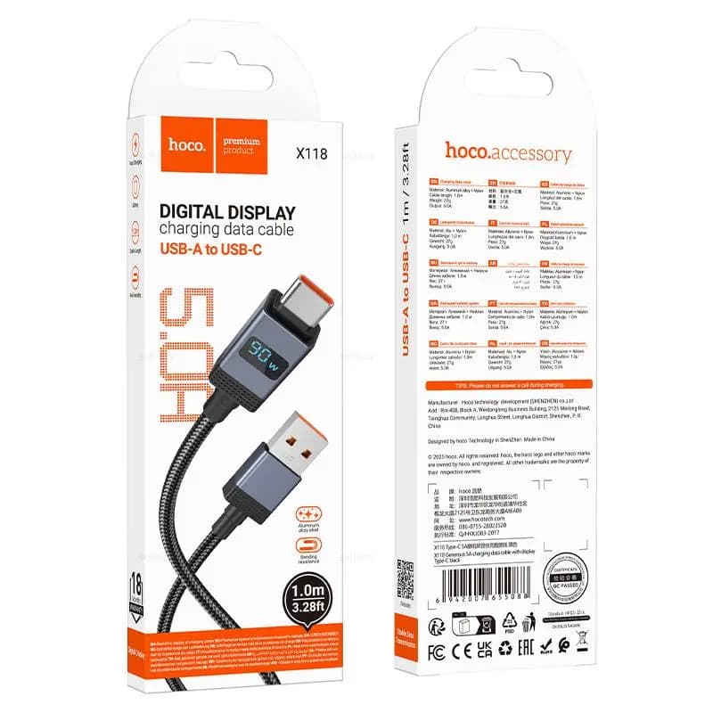 Кабель USB - Type-C - Hoco X118 (100 см) (black)