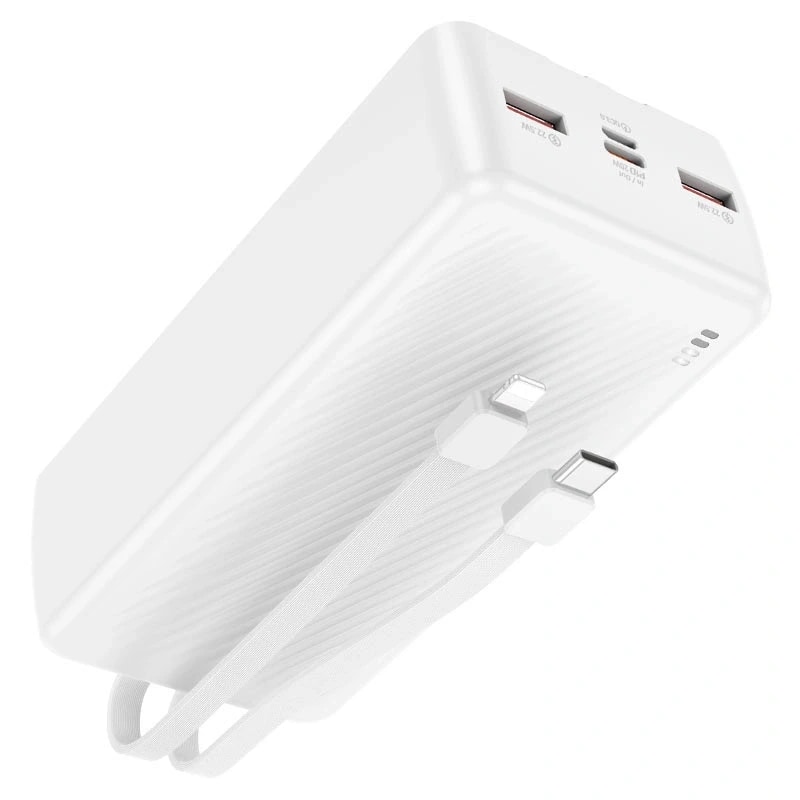 Внешний аккумулятор 30000mAh - Borofone BJ57B 22.5W PD+QC3.0 (Type-C/Micro-USB/2xUSB/Cables) (white)