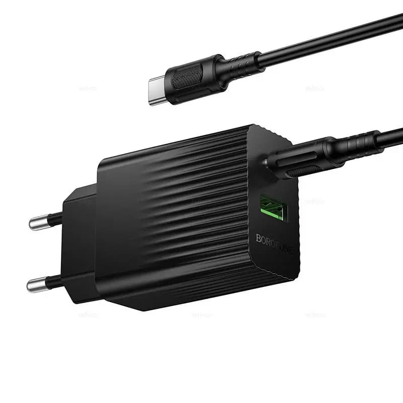 Адаптер сетевой - Borofone BAS76A 30W PD+QC3.0 (USB/Type-C) + кабель Type-C - Type-C (black) — фото 2
