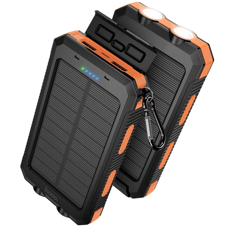 Внешний аккумулятор 8000mAh - Hoco J164 Platinum solar 2.0A (Type-C/2xUSB/Solar Panel) (black/orange)