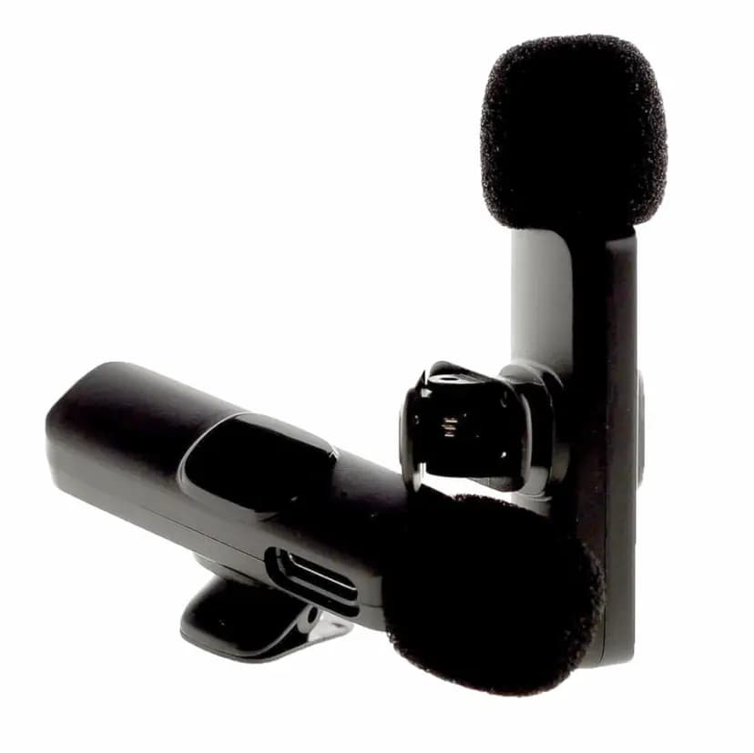 Микрофон беспроводной на прищепке - K9 Double (Apple lightning/Type-C) (black) — фото 2