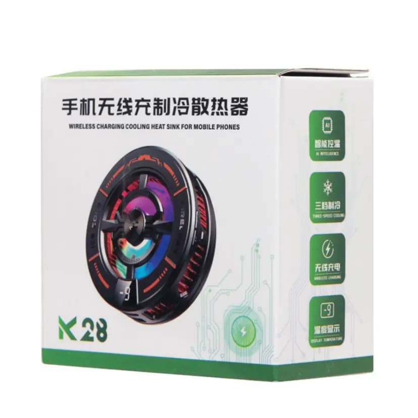 Вентилятор портативный игровой зажимной/SafeMag - K28 RGB (Type-C/Qi) (black)