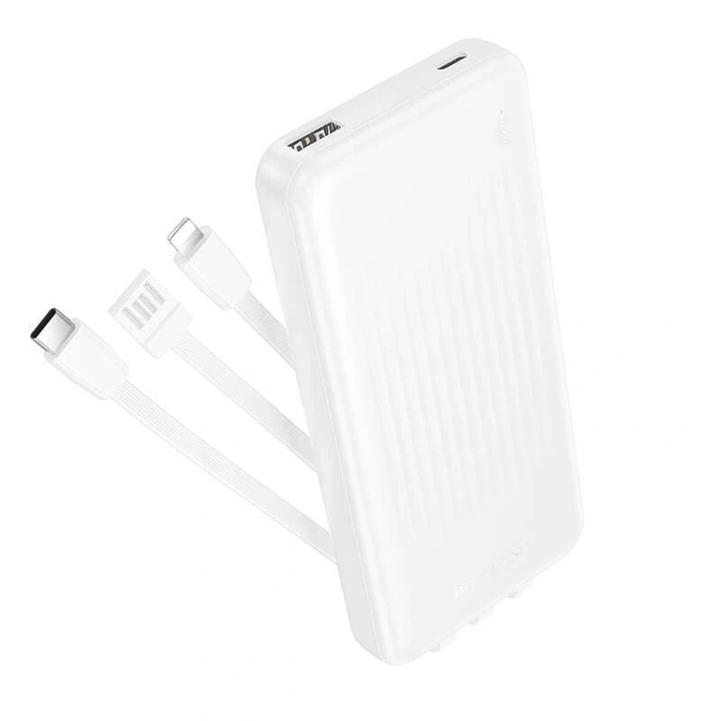 Внешний аккумулятор 10000mAh - Borofone BJ79 2.0A (Type-C/USB/Cables) (white)
