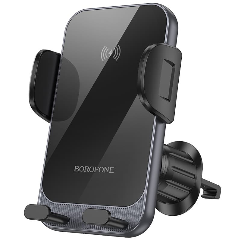 Автодержатель в дефлектор зажимной с беспроводной зарядкой - Borofone BH220 Leader (black) — фото 2