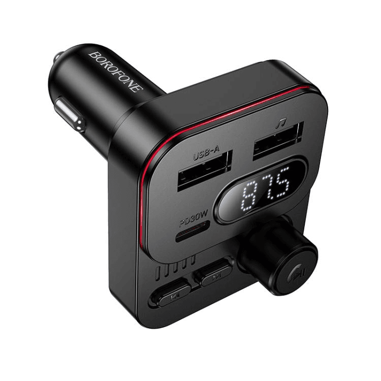FM-модулятор - Borofone BC61 Ocean 30W PD+QC3.0 (Type-C/2xUSB) (black) — фото 2