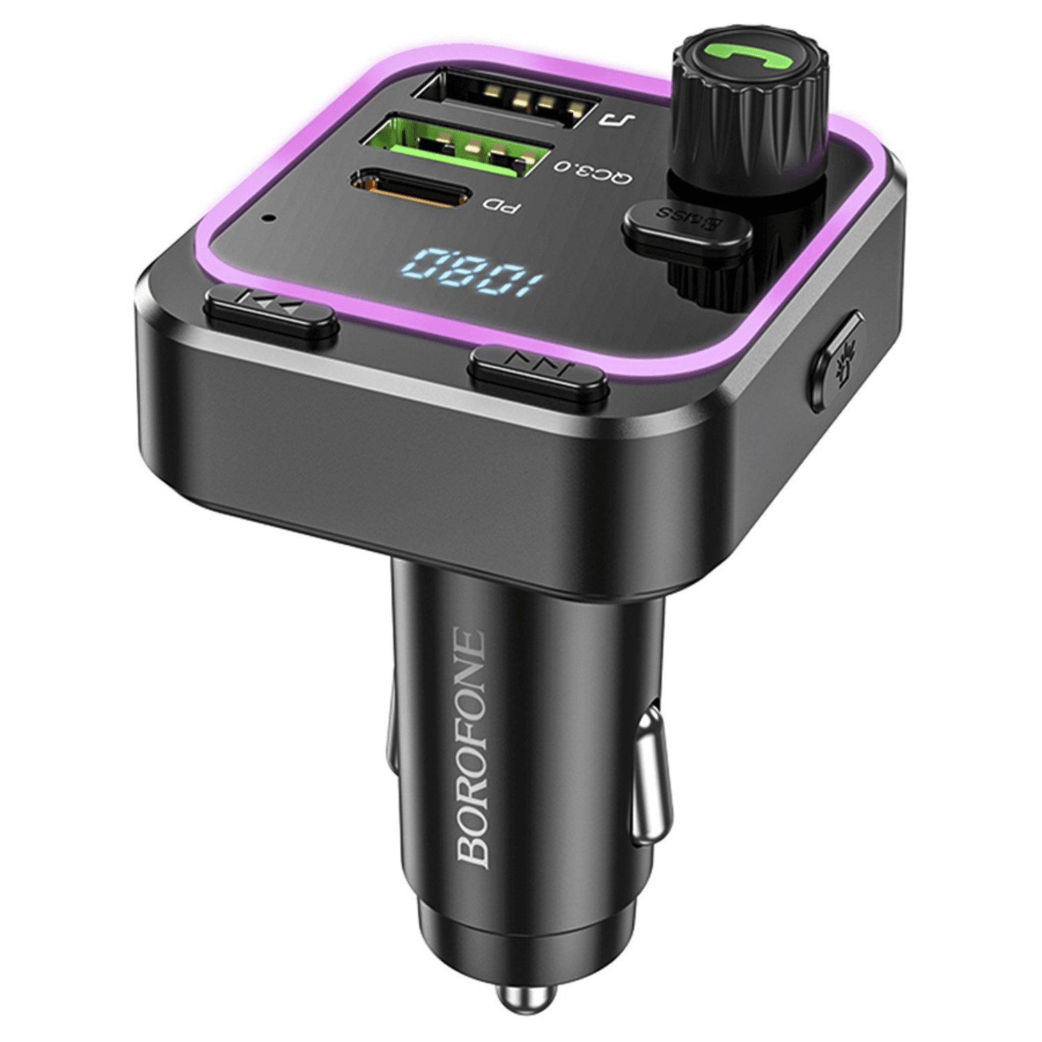FM-модулятор - Borofone BC53 Highway 20W PD+QC3.0 (Type-C/2xUSB) (black) — фото 2