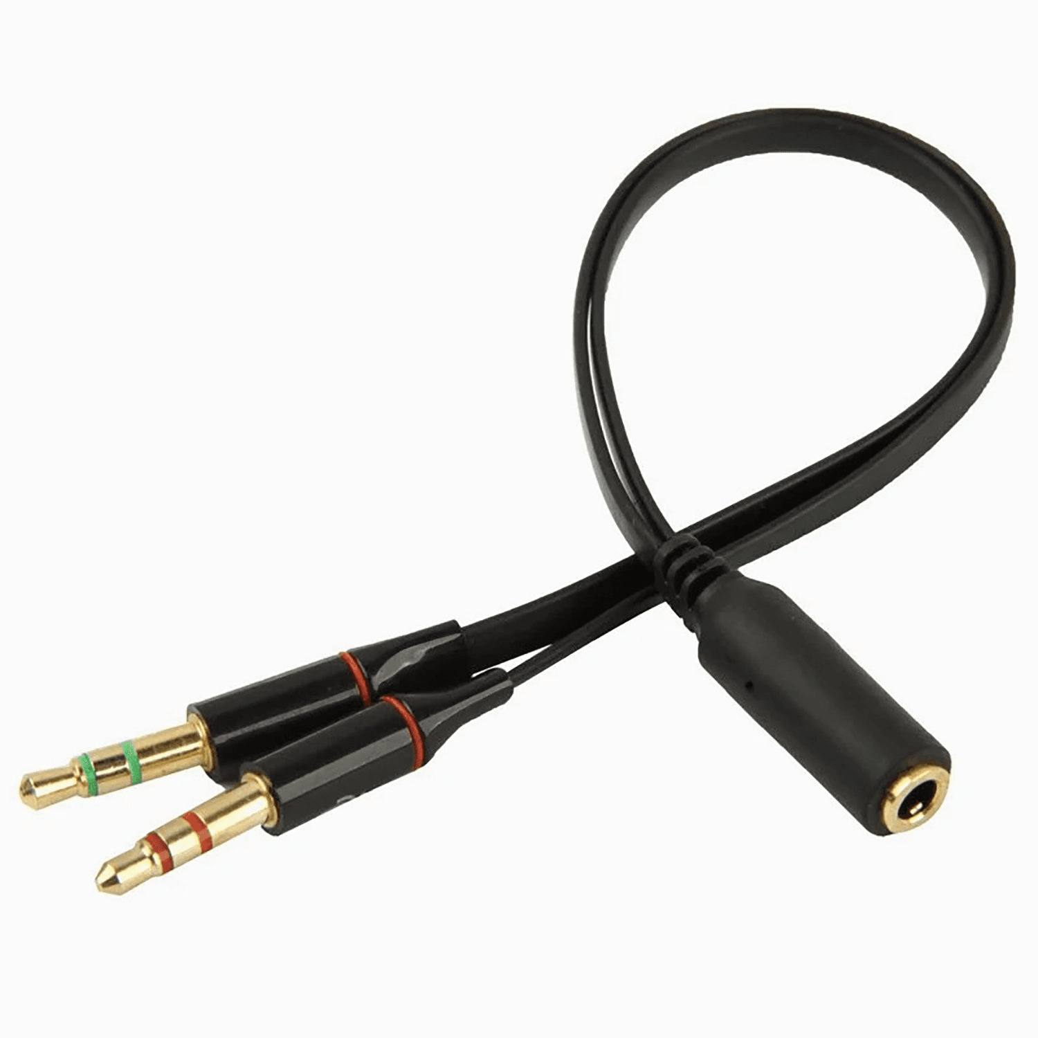 Адаптер 2x3.5 jack - 3.5 jack (наушники папа+микрофон папа - совмещённый мама) - RockBox (21 см) (black) — фото 2