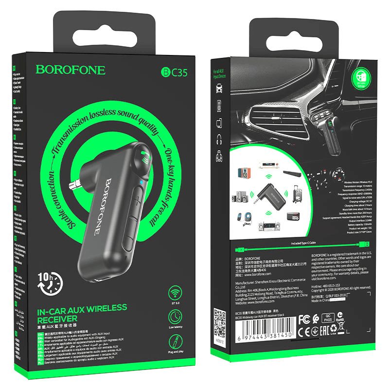 Bluetooth-адаптер 3.5 jack - Borofone BC35 Wideway (Type-C) (black)